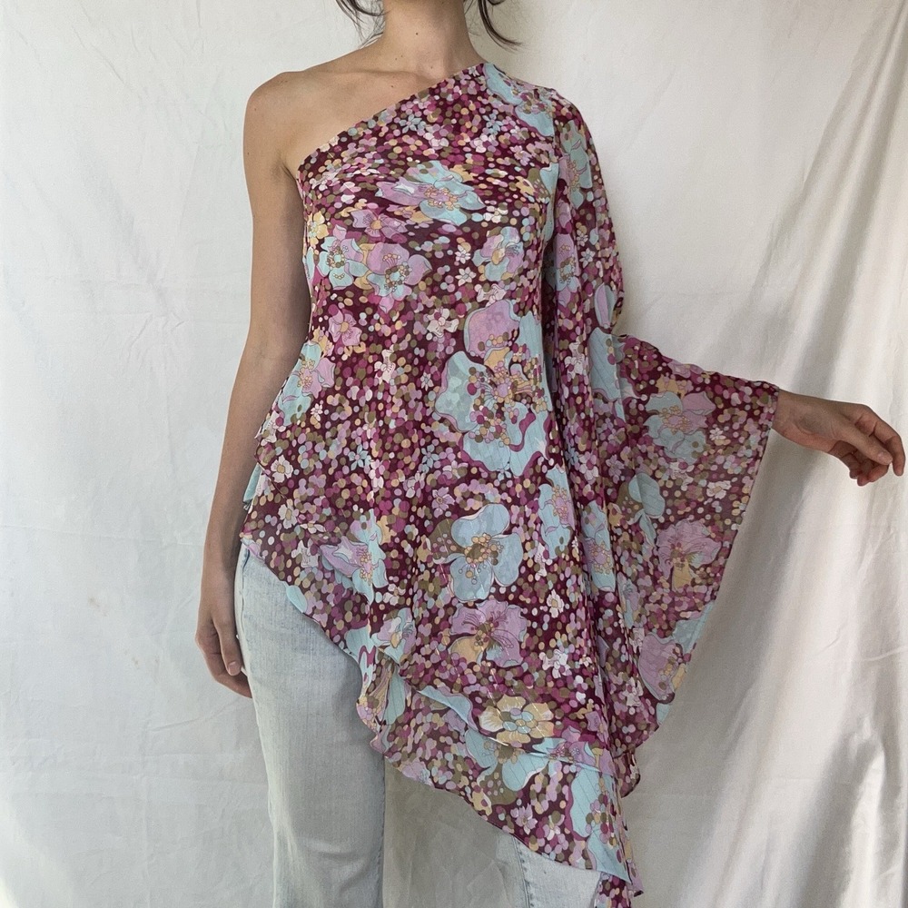 2000s Asymmetrical Floral Fairy Top Y2K Festival Zara Larson Boho RARE